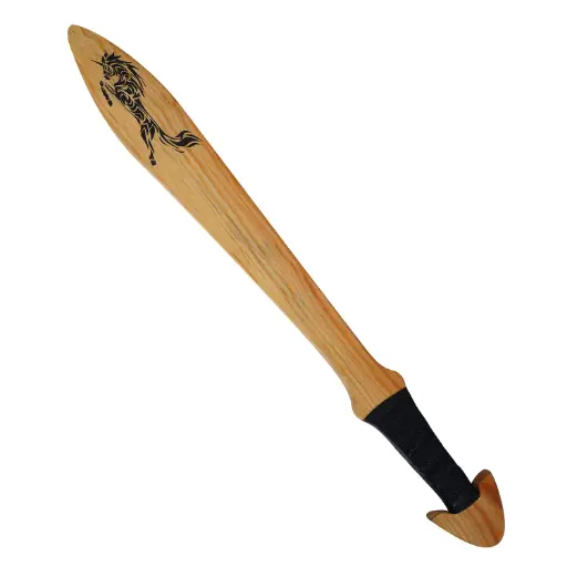 Wooden Unicorn Warrior Handmade Wooden Sword - Size : 52*10*1.7 CM